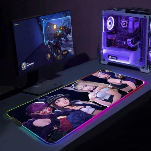 RGB LOL KDA ALL OUT Mouse Pad Large Size Colorful Luminous PC Computer Desktop 7 Colors LED Light Desk Mat Gaming Keyboard pad