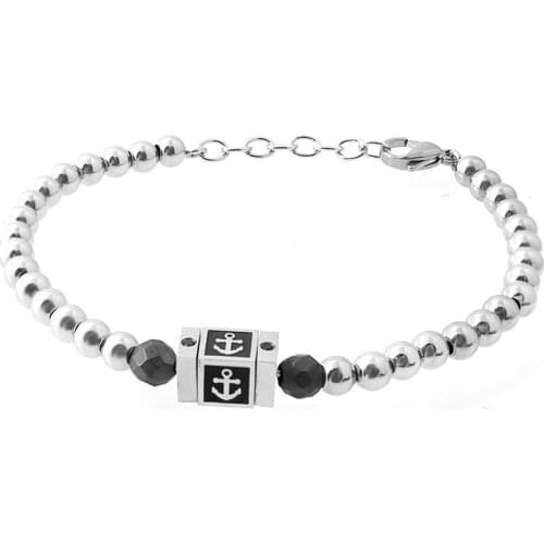 Runda 2020 Summer Sailor Anchor Bracelets for Men Stone Stainless Steel Fashion Beaded Jewelry Bracelet