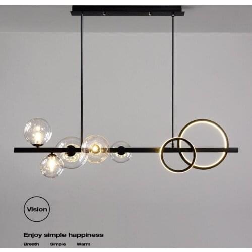 Modern European Glass Bubble Dining room Pendant Lights Black Long Bracket Pendant Lamps for Bar Stair Kitchen Restaurant