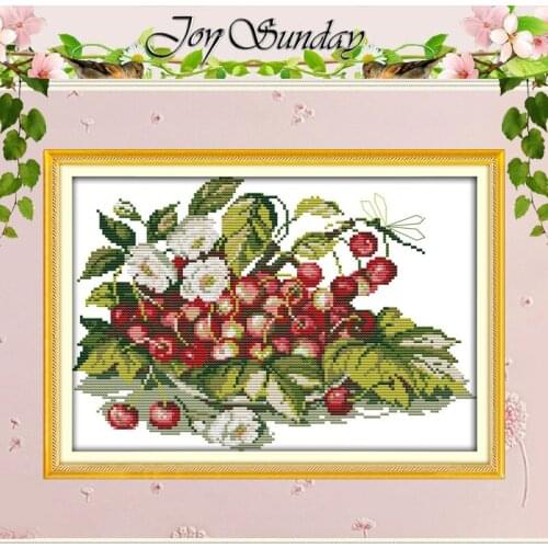 Cherry Fruit Tray Patterns Counted Cross Stitch 11CT 14CT Cross Stitch Sets Chinese Cross-stitch Kits Embroidery Needlework