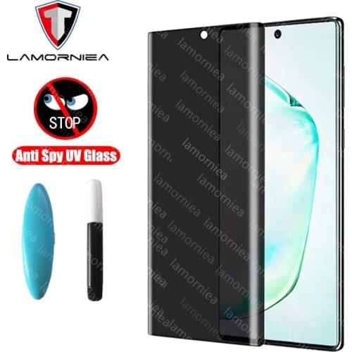 Lamorniea Anti Spy Screen Protector for Samsung Note 10 9 Plus UV Full Glue Tempered Glass for samsung S8 S9 Note 8 9 S10 E Plus