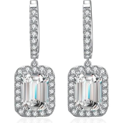 Direct Sale 4.0ct/2pcs Emerald Cut Gemstone Custom Women Earring In 9K Gold Simulated Diamond Jewelry