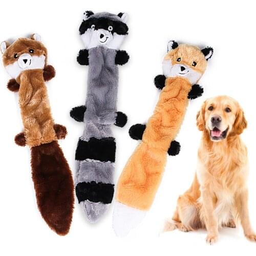 Dog Chew Squeak Toy Cute Plush Raccoon Animal Toys Puppy Interactive Molar Toy Pet Training Molar Making Sound Toys