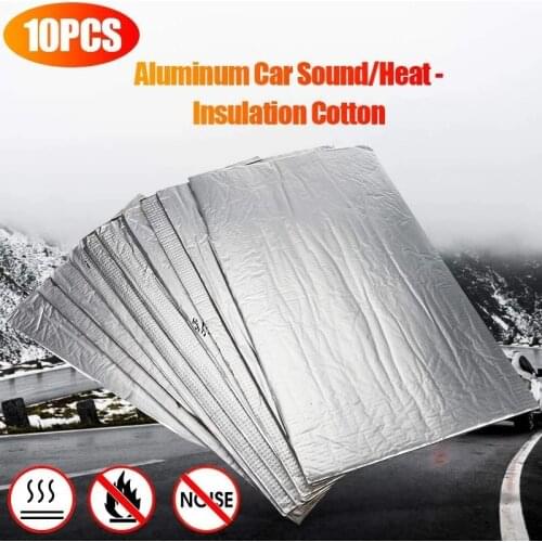 10PCS Car Soundproof Foam Sound Hot Deadener Mat Noise Proof Bonnet Insulation Deadening Engine Firewall Heat Cotton Sticker