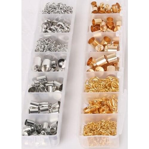 200pcs/lot(4~14mm) Mixed Alloy End Caps,Jump Ring,Lobster Clasp,Extension Chain,Beads Caps Jewelry Findings for DIY Fashion