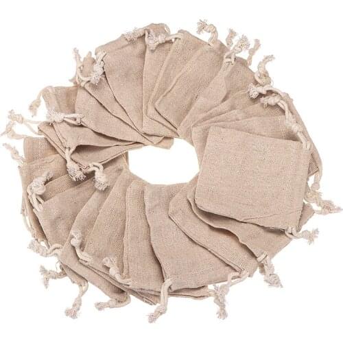 30Pcs Small Linen Bags Pouch Jute Sack Gift Bags Drawstring Bag Jewelry Christmas Gift Pouch For Home Party Storages 10cmx8cm
