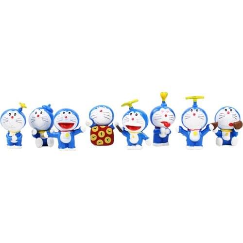 8pcs/Lot Anime Cartoon Cute Doraemon Mini PVC Figure Model Toys DollsChild Toys Christmas Gifts