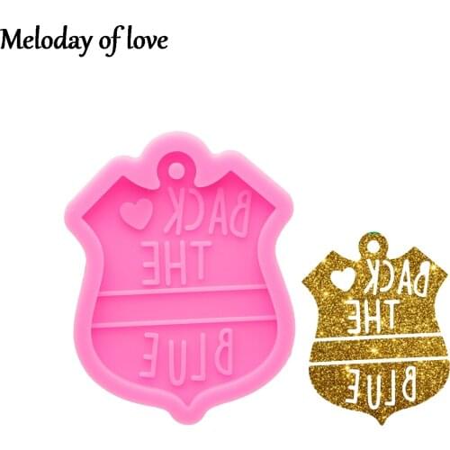 Shiny Glossy Police Sign Badge DIY Epoxy Resin Mold Silicone Mould for Keychain DY0083