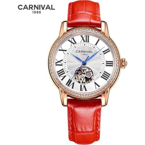 Relogio Feminino CARNIVAL Brand Ladies Watch Women Luxury Waterproof Rose Gold Casual Mechanical Automatic Watches Reloj Mujer