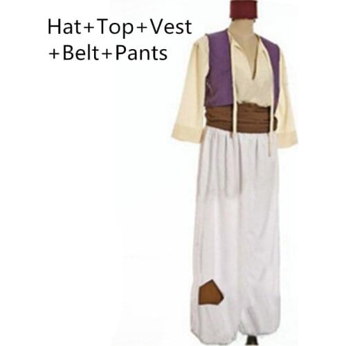 Kids Children Halloween Men Aladdin Costumes Aladdin Lamp Genie Costume Adam Prince Fantasia Arab Clothing Child Boy Carnival