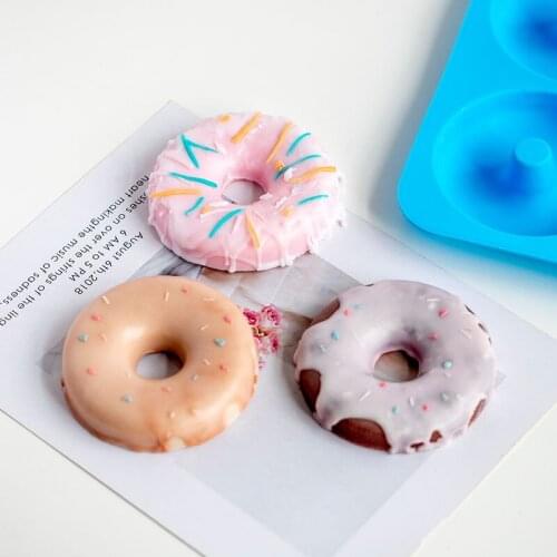DIY Handmade Soap Silicone Mold 4-hole Donut Silicone Mould Fondant Cake Chocolate Mold Cake Decorating Tools Soap Making