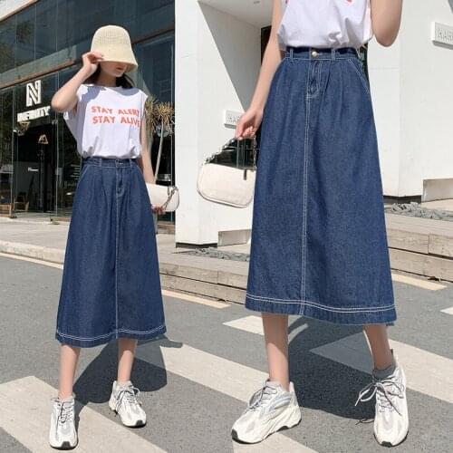 Denim Long Plus Size Oversized 5Xl Large Korean Fashion High-Waisted Vintage Summer WomenS Clothing Skirt Vetement Femme 2021