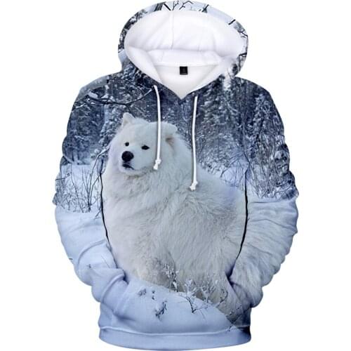 Aikooki 3D Hoodies Men Women Fashion Casual Sweatshirt Harajuku Hoodie Cute Animal Samoyed 3D Hoodies Sweatshirts Mens Pullover