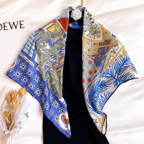 KOI LEAPING new Retro garden fashion Hand stitch twill silk 90 large square scarf decorative silk scarf shawl gift