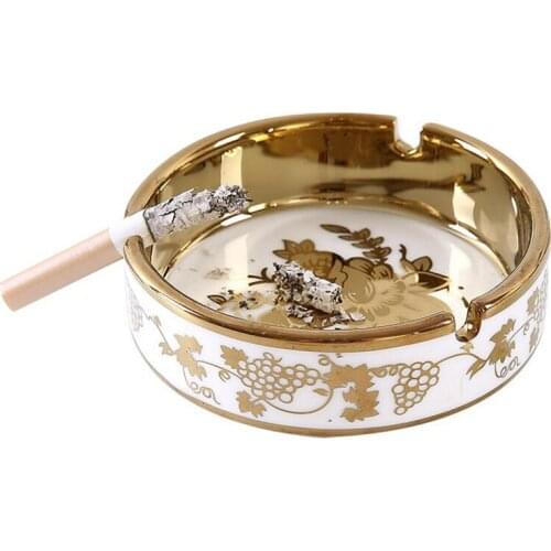 European Style Round Ashtry Exquisite Flower Pattern Decorated Ash Tray Creative Friend Gift Living Room Smoking Holder