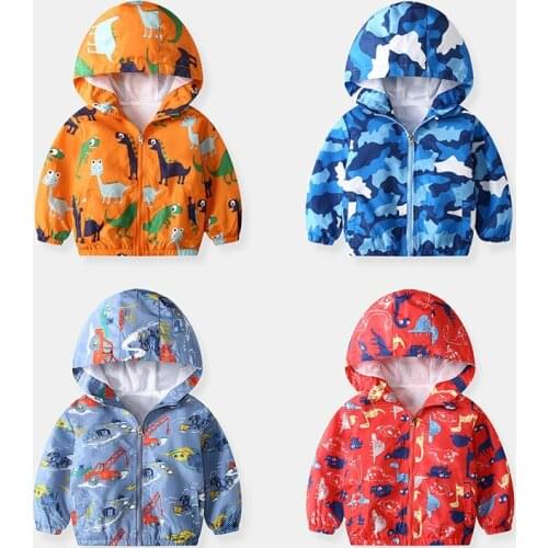 Baby Boys Girl Jacket Spring and Autumn Coat Kids Clothes Fashion Cartoon Animal Car Print Outerwear 2-8 Years Hooded Tops