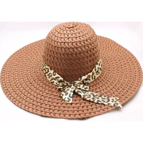 Summer Brim Wide Beach Large Foldable Women Pure Color Bow Hat