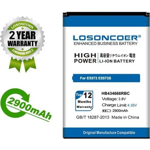 LOSONCOER Battery 2900mAh HB434666RBC Battery For Huawei E5573 E5573S E5573S-32 E5573S-320 E5573S-606 E5573S-806