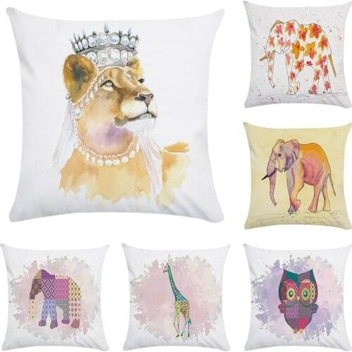 Mosaic Animal Pattern Pillow Case 45*45cm Cartoon Lion Tiger Pattern Cushion Cover Sofa Decoration Polyester Pillowcases CR039