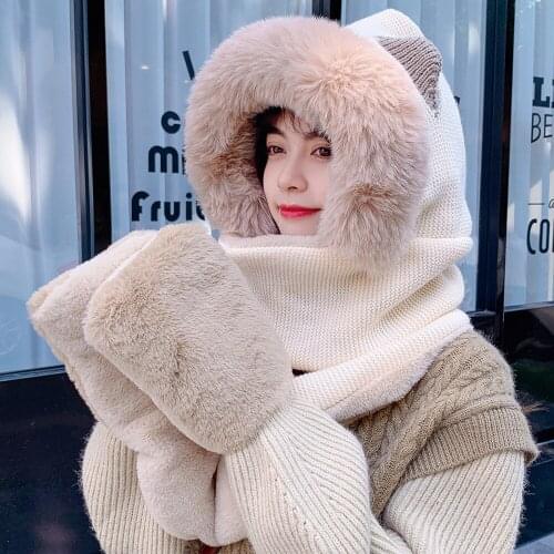 New Women Double-Sided Wear Hat High Quality Add Fur Lined Loosely Winter Hat Stylish Knitted Beanie Hats For Women Warm Cap