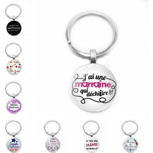 2019 Hot Merci Maitresse Key Ring Ring Holder Fashion Glass Metal Key Ring Men and Women Jewelry Teacher Gifts