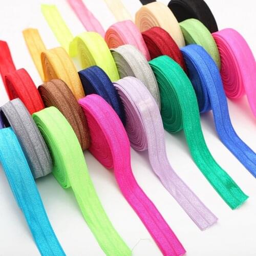 New 5 Yards/roll Width15mm Solid Shiny FOE Fold Over Elastic Bands Hair Tie Headband Dress Lace Trim DIY Sewing Accessories