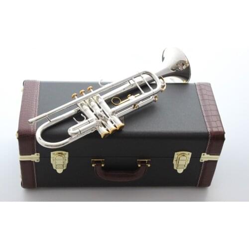 New De Xin Bb Trumpet TR190S-37 Silver Plated Gold Keys Music Instruments Profesional Trumpets Student Included Case Mouthpiece