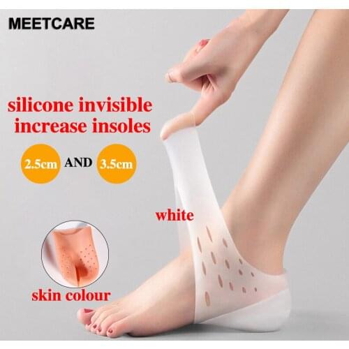 2.5cm 3.5cm Invisible Height Increase Insoles Women Men Heel Pads Silicone Gel Lift Insole Dress In Socks Cracked Foot Skin Care