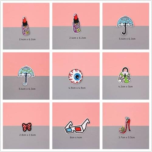 Lipstick Umbrella Patches Cap Shoe Iron On Embroidered Appliques DIY Apparel Accessories Patch For Clothing Fabric Badges BU169