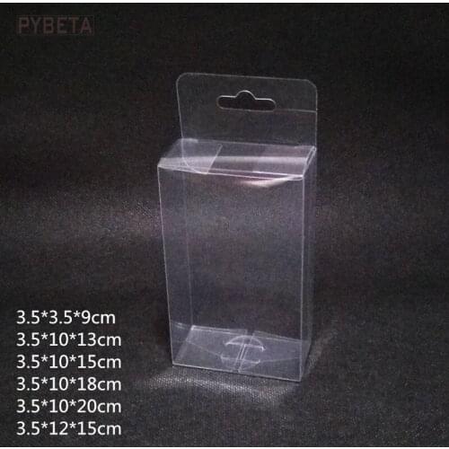 20pcs- 3.5* Length * Height Transparent Plastic PVC Box with Hole Candy Toy Display Pen Stationery Gift Packaging Boxes