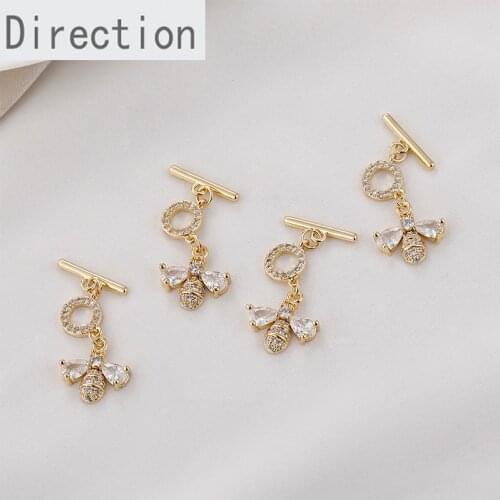 18k copper-clad gold color-preserving zircon bee OT buckle diy bracelet end buckle pearl necklace connecting buckle accessories