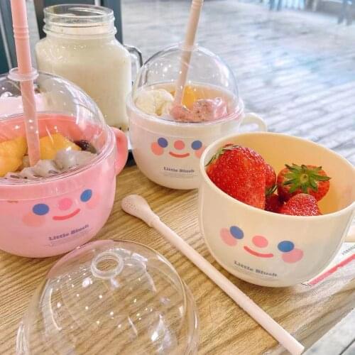Colorful mugs cute cup kawaii cups drinkware Creative straw plastic mug small fresh and cute water cup breakfast milk cup