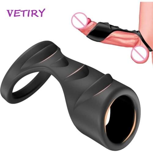 Silicone Penis Ring Cock Ring for Men Delayed Ejaculation Penis Extender Sleeve Vaginal Stimulator Adult Sex Toy for Couple
