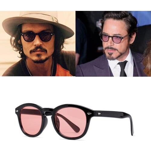 NEW Johnny Depp Lemtosh Style Round Sunglasses Transparent Tint Ocean Lens Brand Design Show Sun Glasses Oculos De Sol 1932
