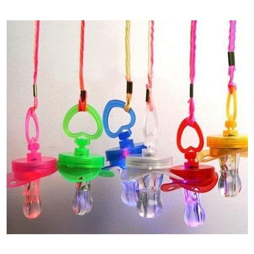 Light Up Pacifier Nipple Whistle Necklace Colorful Flash Led Whistle Stag Hen Party Cheering Glow Props lin4516