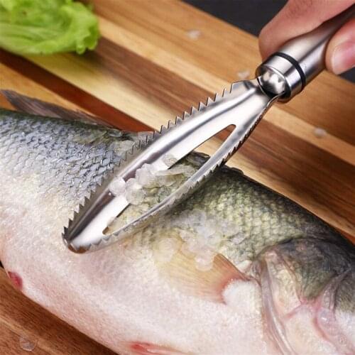 Stainless Steel Fish Scales Scraper Graters Fast Remove Fish Cleaning Peeler Scraper Fish Bone Tweezers Tool Kitchen Gadget