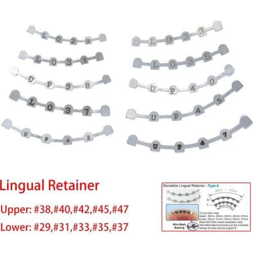 10pcs Dental Orthodontic Ortho Bondable Lingual Retainer Mesh Base Splits Wire Marked Uppler & Lower