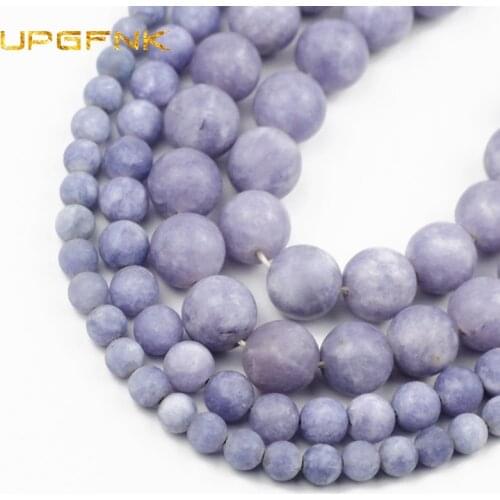 UPGFNK Natural Matte Sea blue stone Round Loose Spacer Beads For Jewelry making DIY Bracelet Accessories 15" Strand 6/8/10/12MM