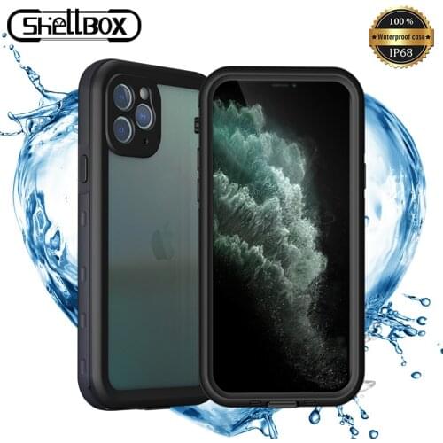 SHELLBOX IP68 Waterproof Phone Case Transparent PC 360 Protector Shockproof Case Cover for iPhone 11 Pro Max 6 7 8 X XR XS Max