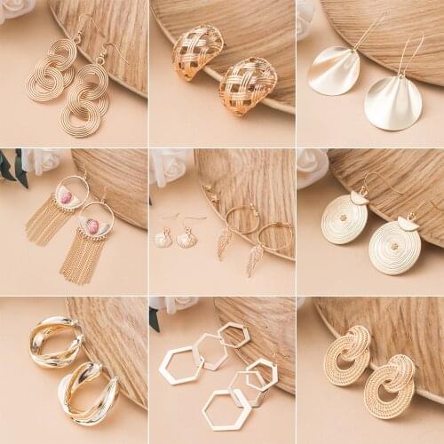 Hypoallergenic Golden Hoop Drop Dangle Earrings for Women 2021 Fashion Jewelry Accesories Anniversary Birthday Gift 29 Styles