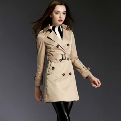 Women Autumn Winter Long Sexy Trench Coat Luxury Elegant Fashion Casual Plus Size Formal Sweet Vintage Button Down Jacket