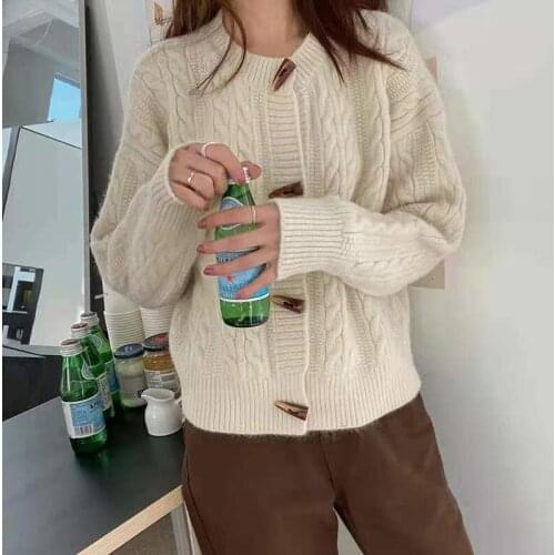 2021 Women Fashion Spring Autumn Cute Knitted Cardigan Sweater Jacket Retro Loose Korean Lazy Wind Harajuku Cardigan Sweater