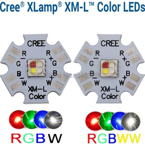 10w Cree XLamp XM-L XML RGBW RGB White or RGB Warm White Color High Power LED Emitter 4-Chip 20mm Star PCB Board