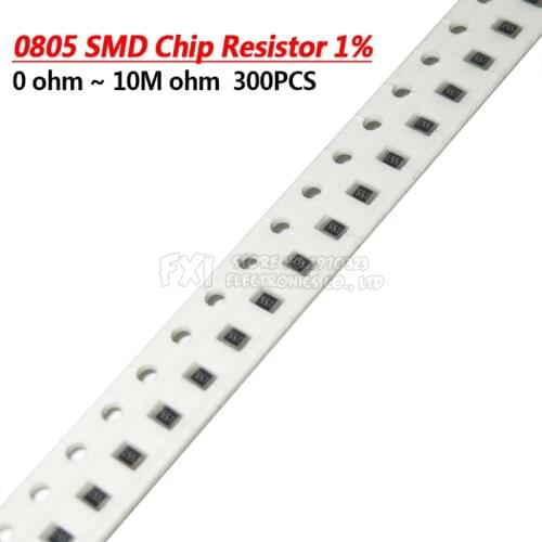 300pcs 1% 0805 SMD resistor 0R ~ 10M 1/8W 0 0.1 1 10 100 150 220 330 ohm 1K 2.2K 10K 100K 0R 1R 10R 100R 150R 220R 330R 1M 10M
