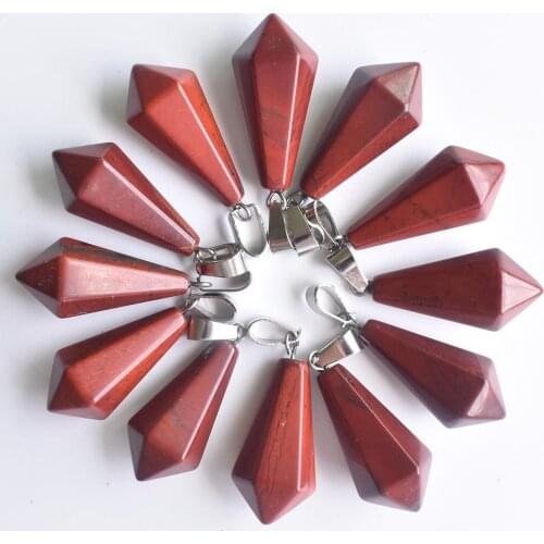 2020 fahsion good quality natural rainbow stone Hexagonal pyramid Charms pendants for jewelry making 12Pcs/lot Wholesale Free