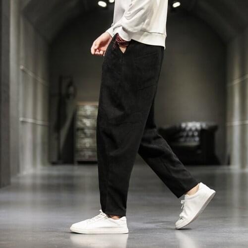 2021 New Harem Pants Men Joggers Sweatpants Japanese Streetwear Men Pants Trousers Cotton Linen Korean Style Mens Pants