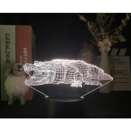3D Lamp Crocodile Alligator Colorful 3D Night Light Alarm Clock Base Lamp Light Delineascope Touch Sensor Bright Battery Lovely