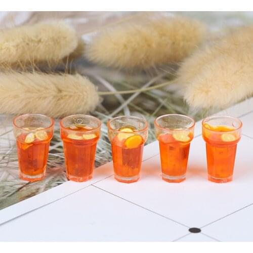 5Pcs 1:12 Dollhouse Miniature Food Lemon Tea Cups Doll House Drinks Model Toy