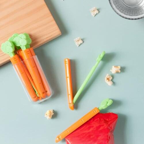 5PCS Bag Clips Carrot Shape Seal Pour Food Storage Bag Clip Food Storage Bag Sealing Clips Decorations for Food Packages Clips