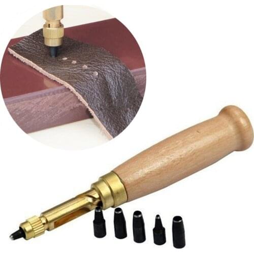 6 Size Tip 1.5-4mm Leather Punching Tool Auto Removable Belt Noise Reduction Screw Hole Punch Craft cutter for leather belt